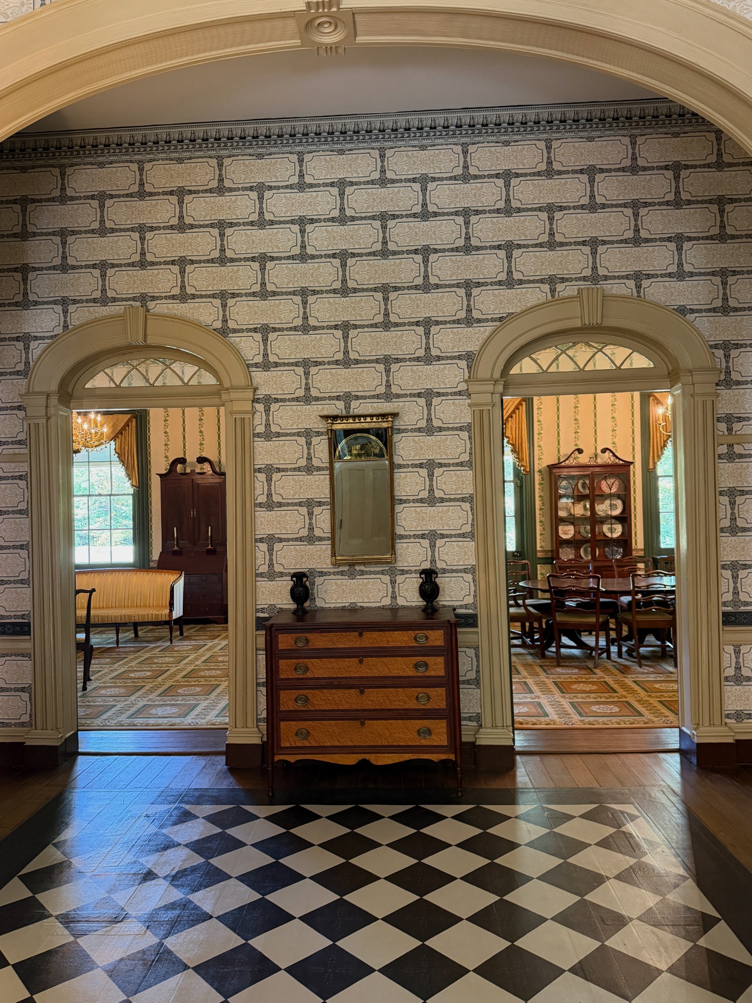 Two interior elliptical fanlights above doorways at Ridgeway